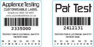 PAT testing label design 1. Appliance testing customisable label, 40mm X 45mm