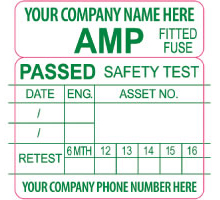 Two PAT numbered label, set size 40mm x 42mm. White film
