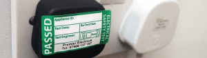 Douglas Storrie Labels, pat testing adhesive stickers